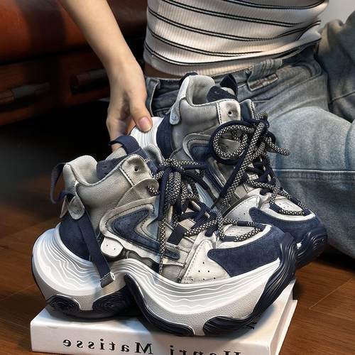 欧货真牛皮做旧松糕老爹鞋