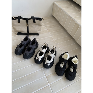 2025春秋季新款圆头松糕底魔术贴运动增高减龄少女玛丽珍鞋德比鞋