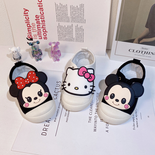 男女童2025年新款帆布鞋幼儿园白色可爱鞋子一脚蹬小宝宝春秋童鞋