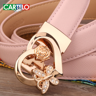 镶钻女皮带 青年休闲裤 时尚 真牛皮自动扣 带 潮流百搭腰带 韩版