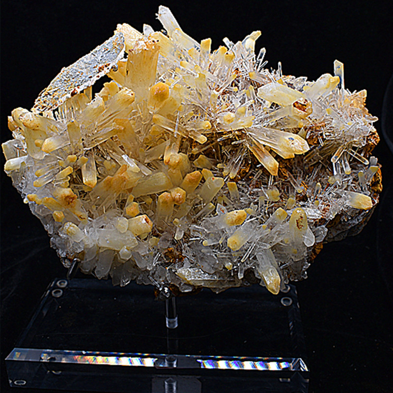 芒果水晶黄晶簇哥伦比亚标本摆件原矿石纯天然水晶共生石稀少收藏