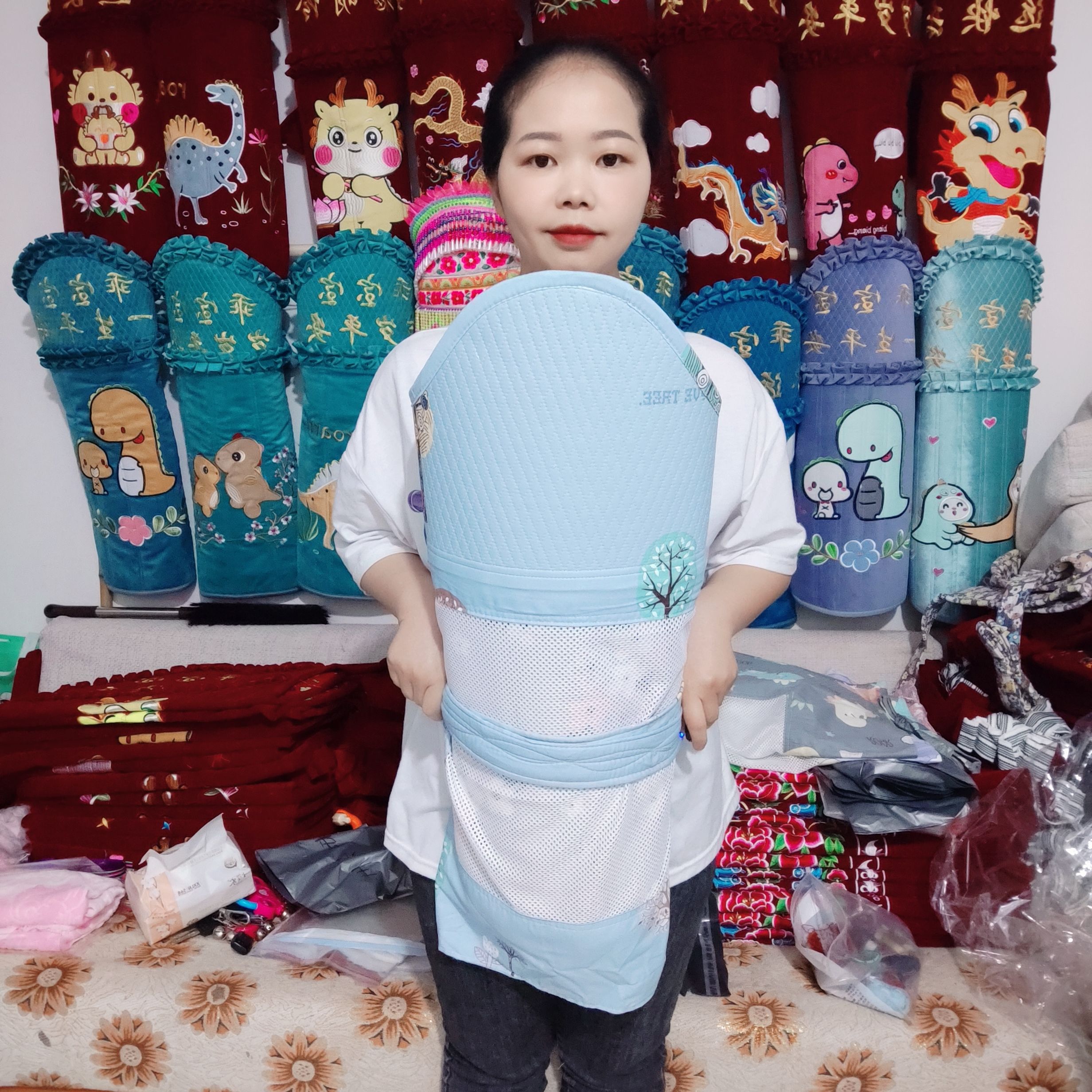 新款云贵川婴幼儿童背带夏季薄款纯棉透气网格背袋宝宝裹背巾背带