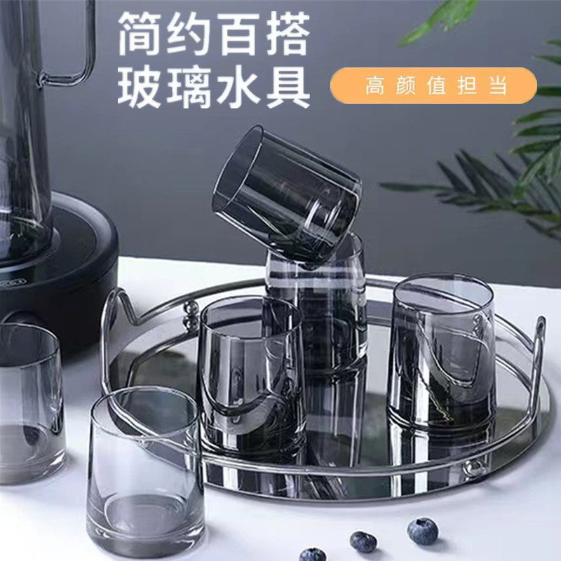 家用玻璃水壶水杯套装带托盘大容量简约轻奢风日式大容量扎壶水壶