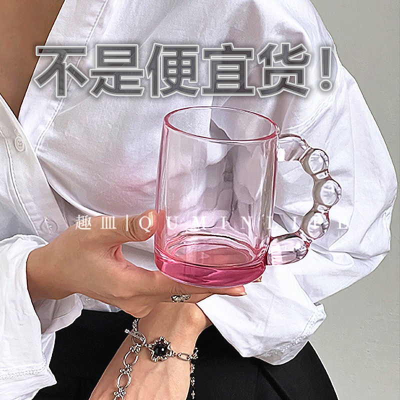 麻花把手杯330ml简约风高级感女生水杯咖啡杯ins风早餐水杯子玻璃 - 实物图