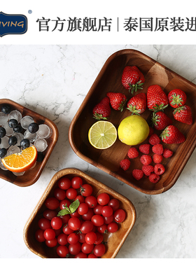 泰国lcliving进口相思木无漆无蜡方碗水果碗沙拉碗饭碗防烫面碗