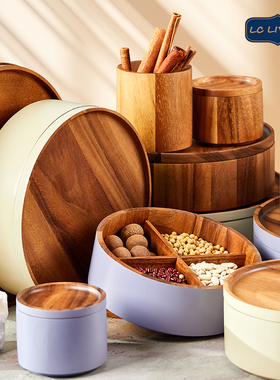泰国lcliving进口相思木彩色实木坚果储物盒分类糖果盒零食盘果盘