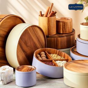 泰国lcliving进口相思木彩色实木坚果储物盒分类糖果盒零食盘果盘