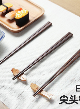 lcliving泰国日式尖头四方筷安心无蜡全实木公筷家用筷子5双套装