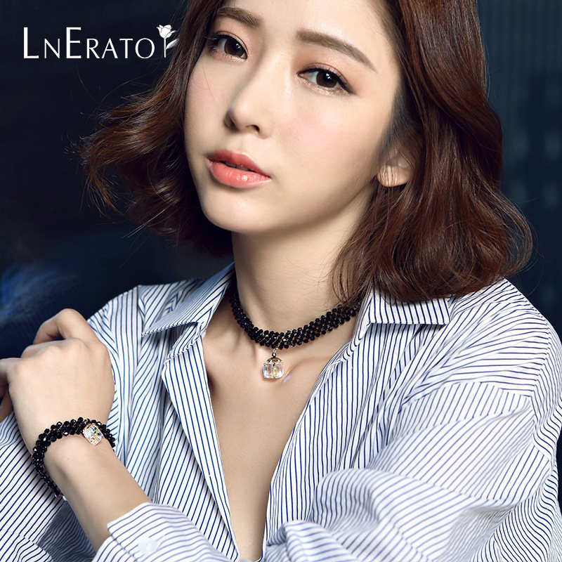 韩国LNERATO韩版项链 短款颈链巴洛克风尚配饰品女吊坠 套装手链