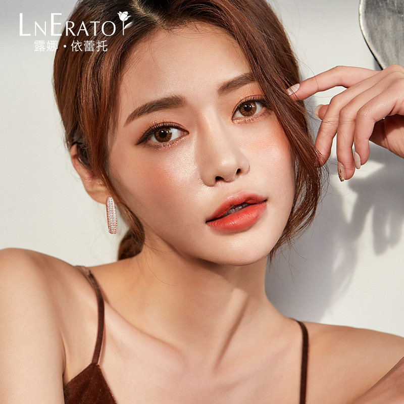 韩国露娜依蕾托时尚耳饰纯银镶钻小众潮流耳钉女气质网红耳环百搭