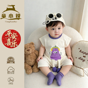 夏季短袖薄款婴儿连体衣超萌连身哈衣男女童夏装小月龄宝宝衣服