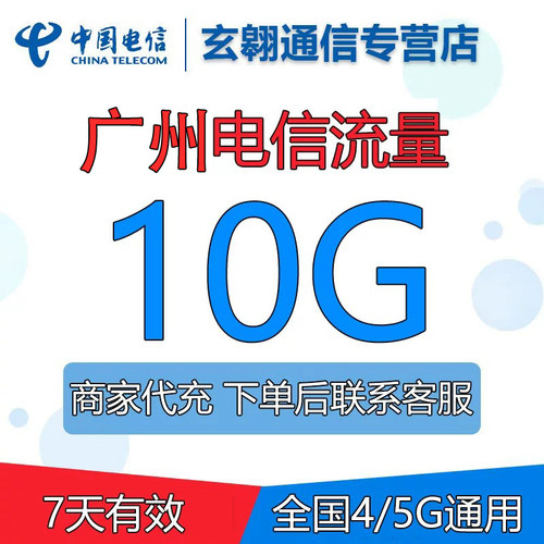 广东广州电信流量10GB7天有效