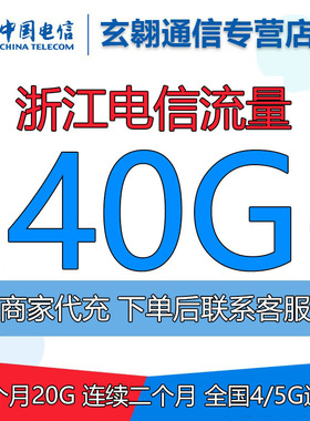 浙江电信流量充值40G中国电信流量加油包全国通用流量20GB*2个月