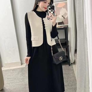 小香风针织马甲连衣裙两件套女秋冬2024新款气质显瘦高级感套装裙