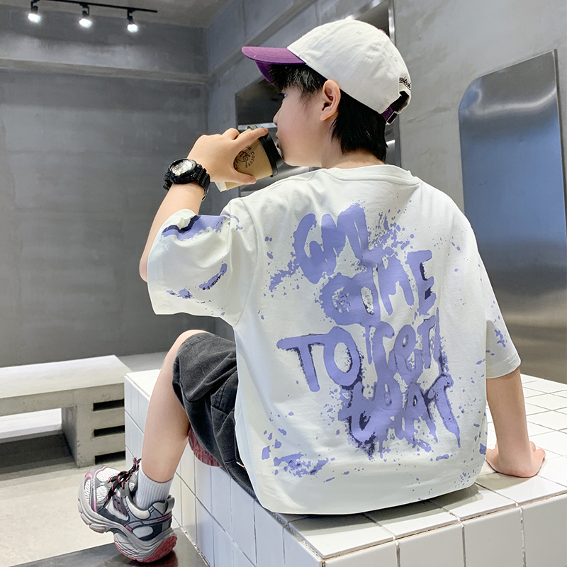 男童夏装T恤卡通短袖2025新款中大童帅气炸街夏季薄款痞帅半袖潮t