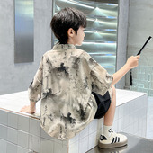 夏季 儿童装 新中式 套装 水墨古风表演服国潮汉服 短袖 男童中国风唐装