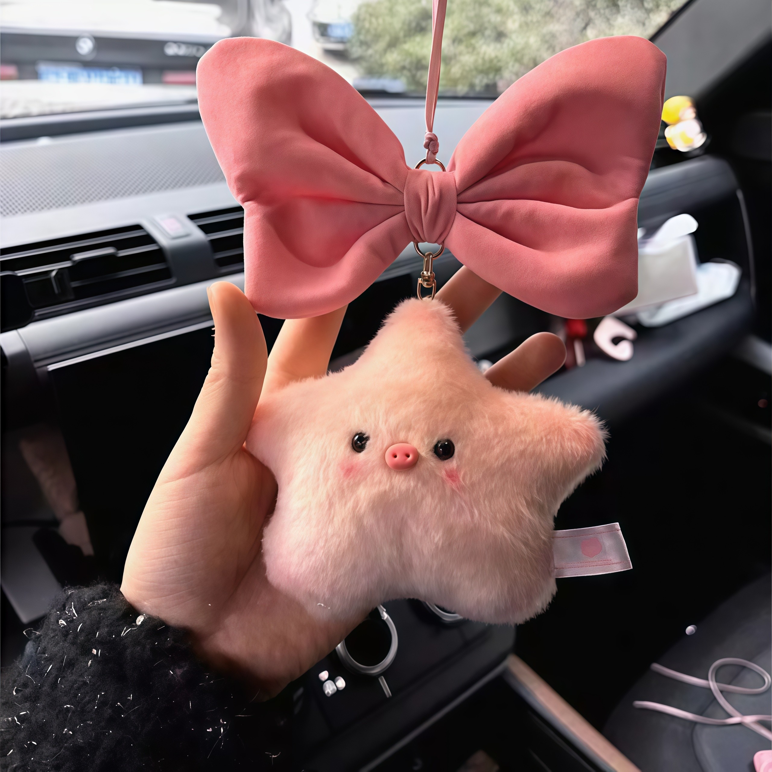 可爱猪猪星星毛绒公仔汽