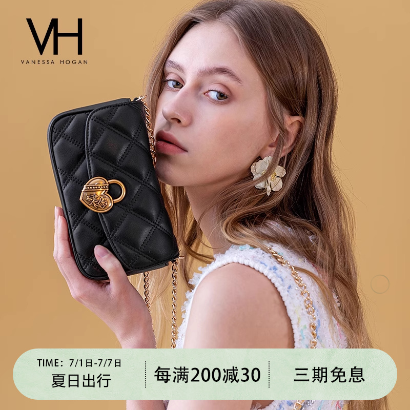 VH女包原创设计心动玫瑰锁菱格包