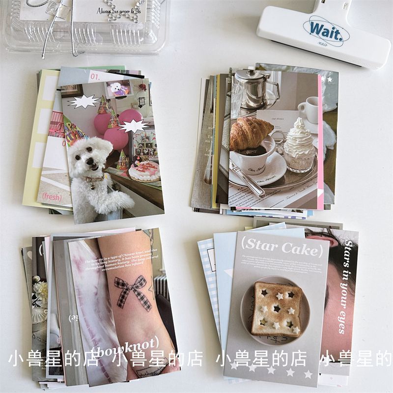 96张不重复韩系ins风M5原创打底素材纸芭蕾星星手账装饰拼贴 卡片