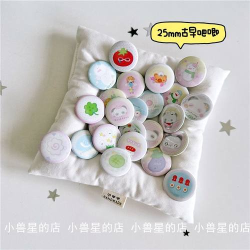 原创古早25mm迷你吧唧番茄雪人可爱卡通胸针手账diy装饰徽章 别针