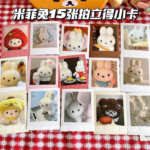 日系古早米菲兔可爱毛绒玩偶照片拍立得小卡diy手账拼贴 装饰卡片