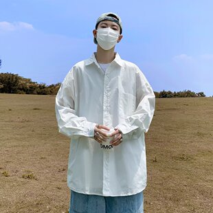 白色衬衫男早春秋季新款潮流ins感宽松2026新款长袖衬衣外套