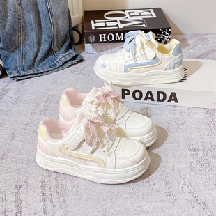 2026年春季新款女童板鞋透气甜美公主蝴蝶结软底时尚小白鞋中童鞋