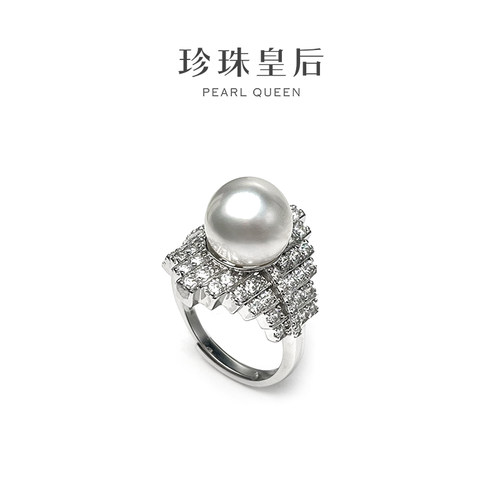 【珍珠皇后】润泽925银澳大利亚海水澳白珍珠戒指（10-11mm）