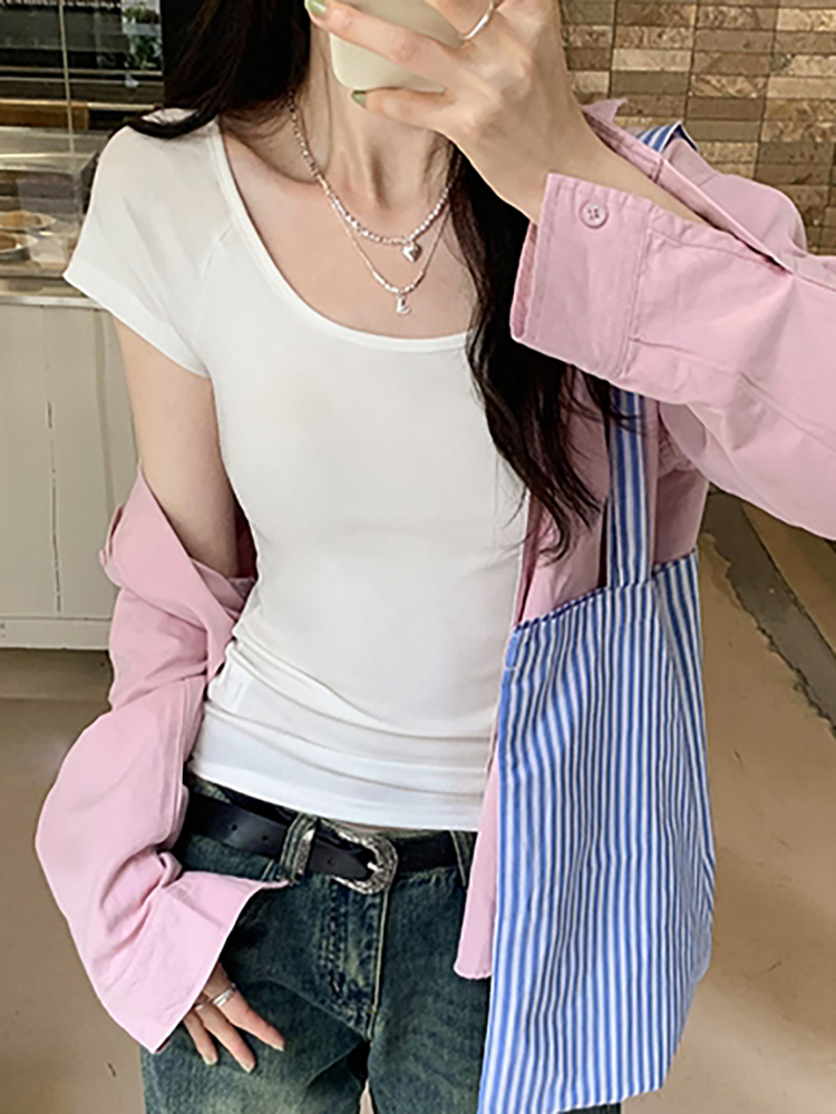 2024夏季十三行高品质女装韩货上衣紧身性感T恤女短袖百搭打底衫