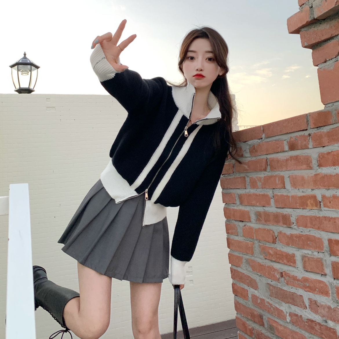 2025网红爆款大朗拉链加厚针织衫毛衣女高领独特漂亮厚款打底上衣