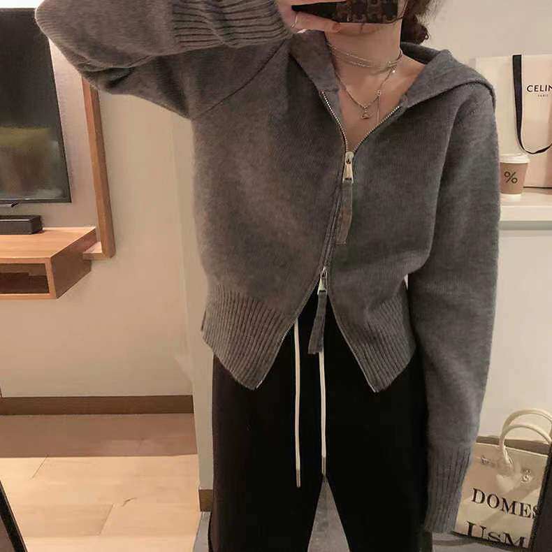 大朗不易起球毛衣2026带帽子的针织衫女卫衣超好看软糯宽松上衣潮图片