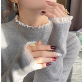 不起球女半高领木耳边打底衫 东莞大朗大牌针织衫 毛织工厂直销新款