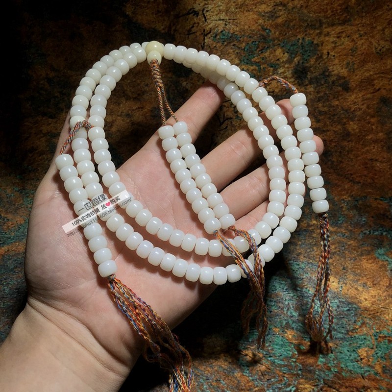 天然白玉菩提根佛珠108颗手串金刚星月文玩菩提子男女手链配饰品