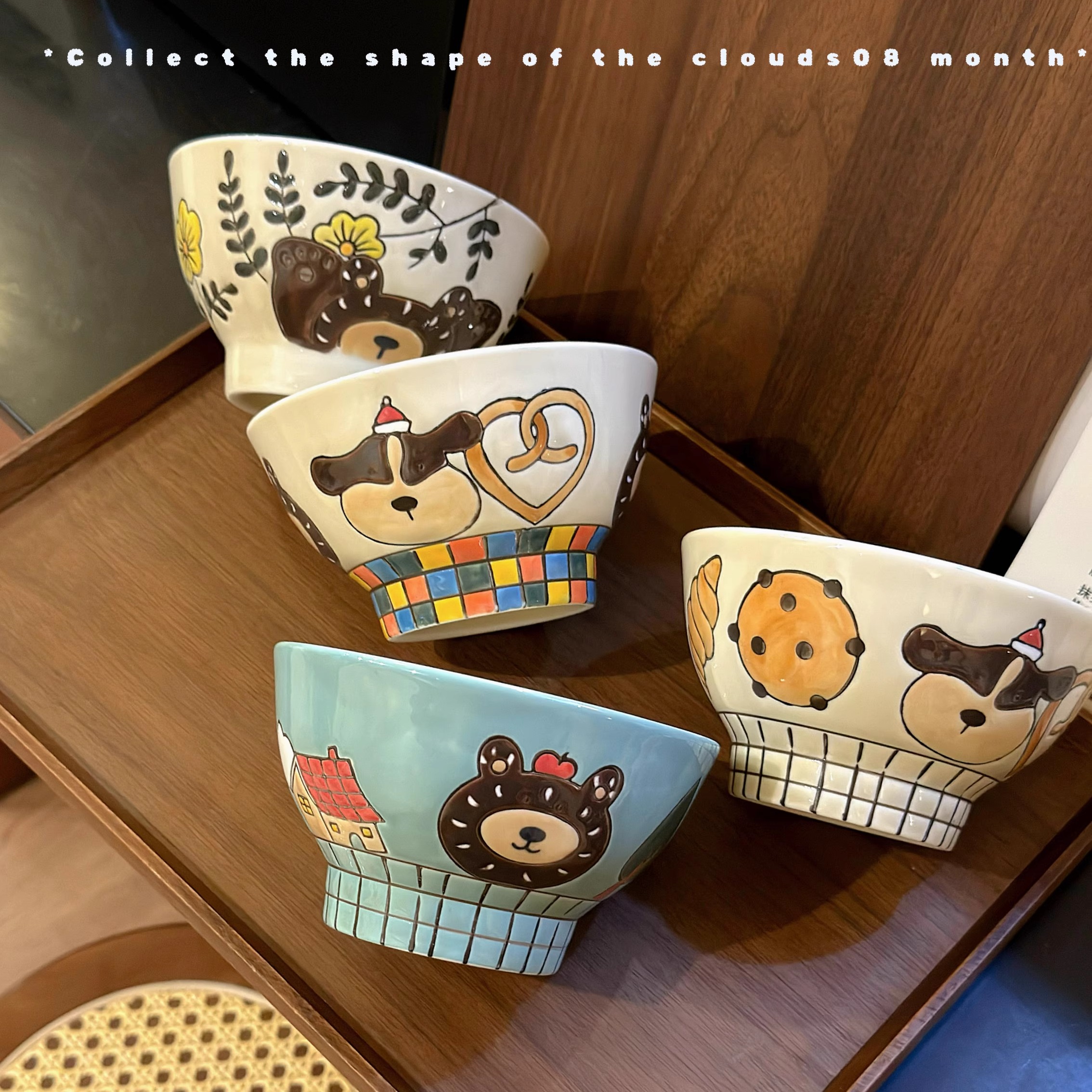 原创可爱小熊手绘吃饭碗