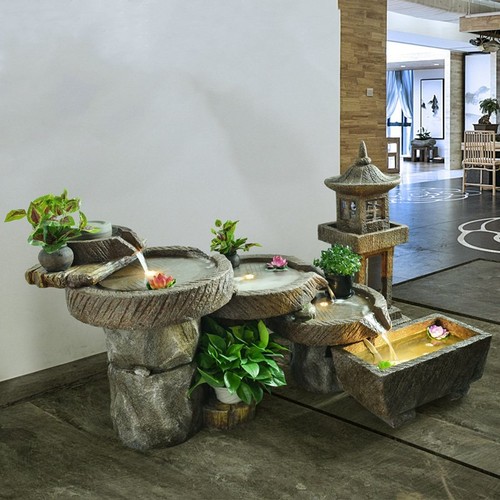 田园风造景家居装饰循环流水摆件