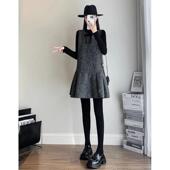 复古气质小香风连衣裙2025秋冬蝴蝶结无袖 背心裙子毛呢大码 胖mm