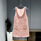 小香风重工亮片粗花呢宽松显瘦背心连衣裙女秋冬2025 爵莱菲大码