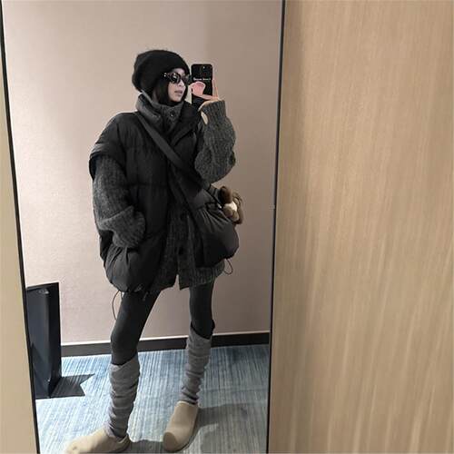 爵莱菲大码女装90白鸭绒保暖背心加厚坎肩外套女宽松显瘦羽绒马甲
