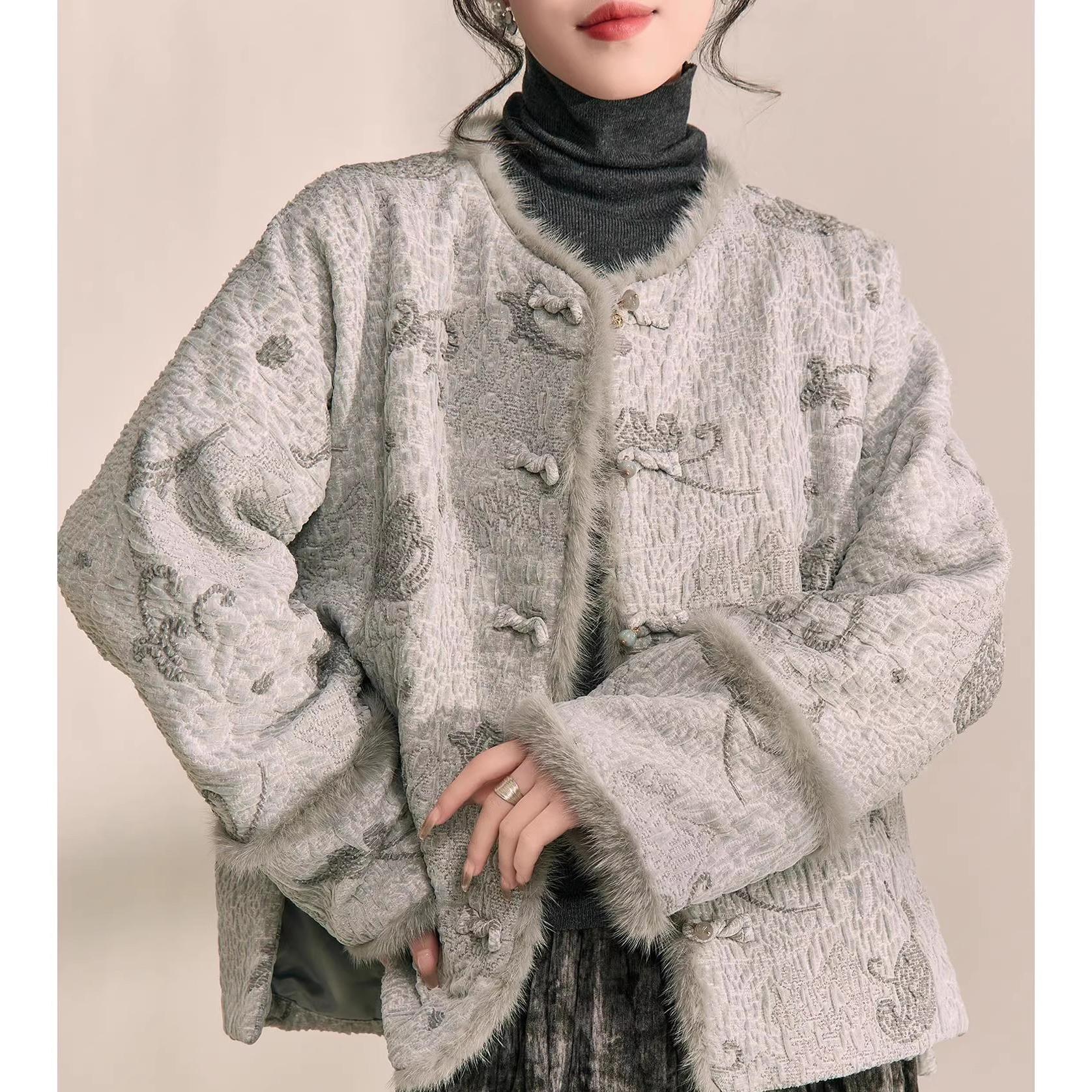 爵莱菲大码今年流行外套毛上衣高级感时尚超好看新中式国风唐装