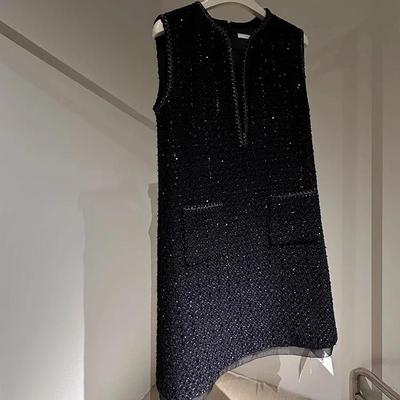 爵莱菲高端线财阀大干金华丽轻奢工艺款背心马甲裙大码胖mm早春