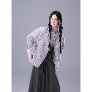 秋冬气质盘花辫薄棉小香风外套 2025新款 爵莱菲大码 胖mm女装