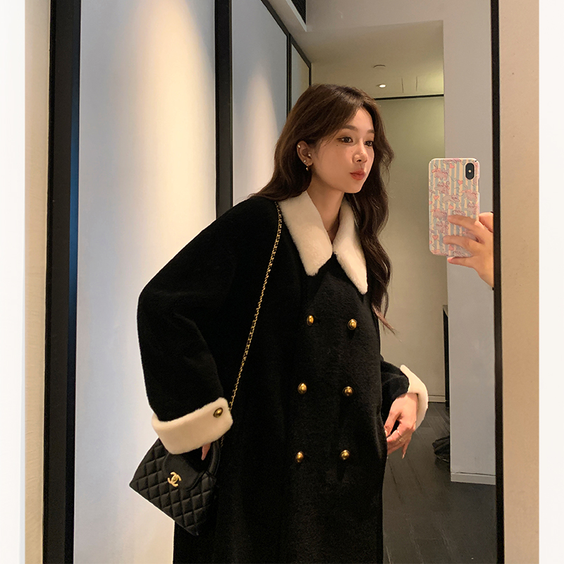 爵莱菲大码2025新款羊羔毛羊剪绒大衣女中长款皮毛一体皮草外套