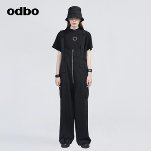 女早秋2023新款 odbo 背带黑色连体裤 欧迪比欧原创设计工装 阔腿裤