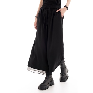 女高腰设计感显瘦休闲长裤 odbo 欧迪比欧通勤简约风黑色阔腿裤