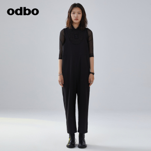 高级感裤 odbo 欧迪比欧原创设计高腰背带连体裤 女早秋2023新款 子