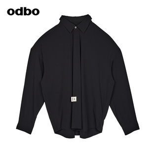 男女外套高级感轻奢商场同款 新款 内搭外穿上衣 黑色衬衫 odbo