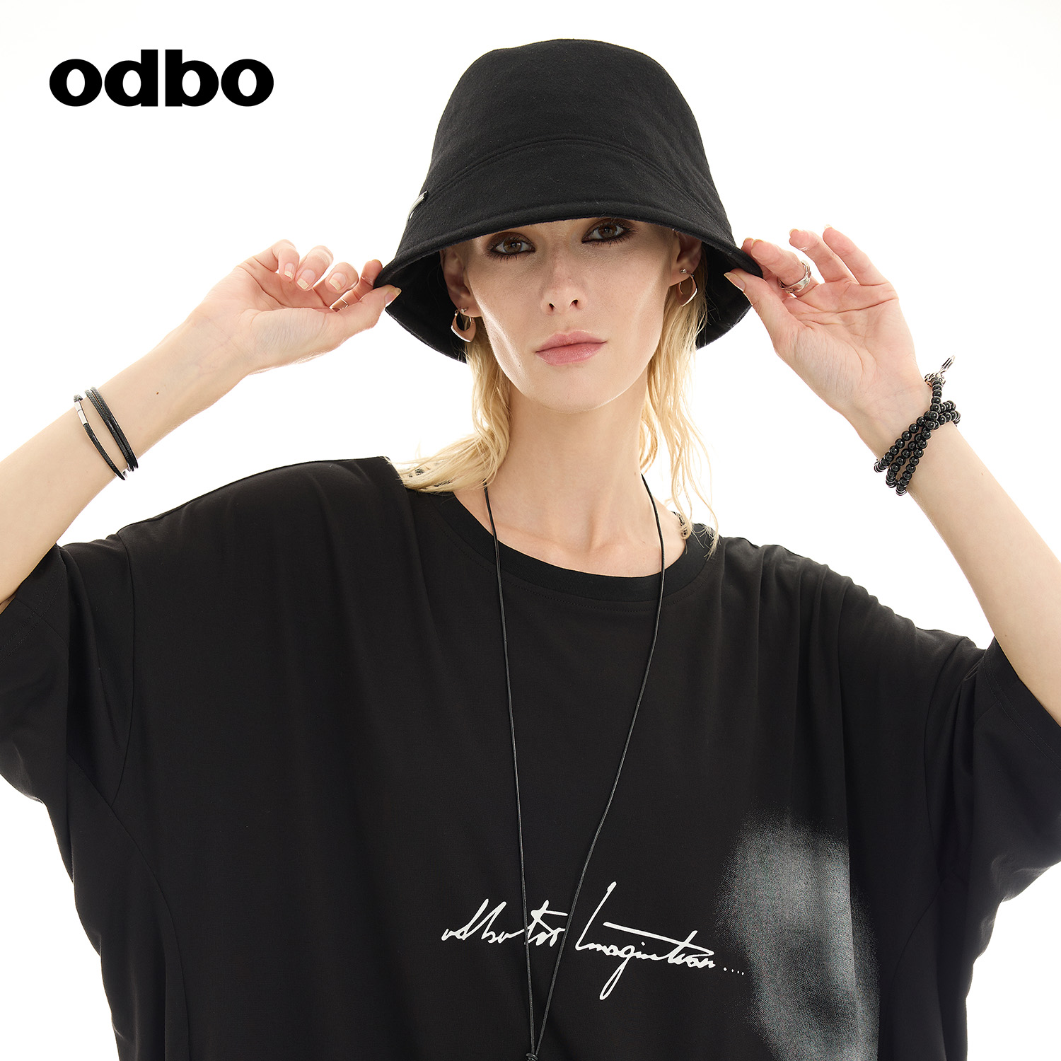 odbo/欧迪比欧渔夫帽女秋冬保暖遮阳防晒盆帽显脸小水桶帽子百搭