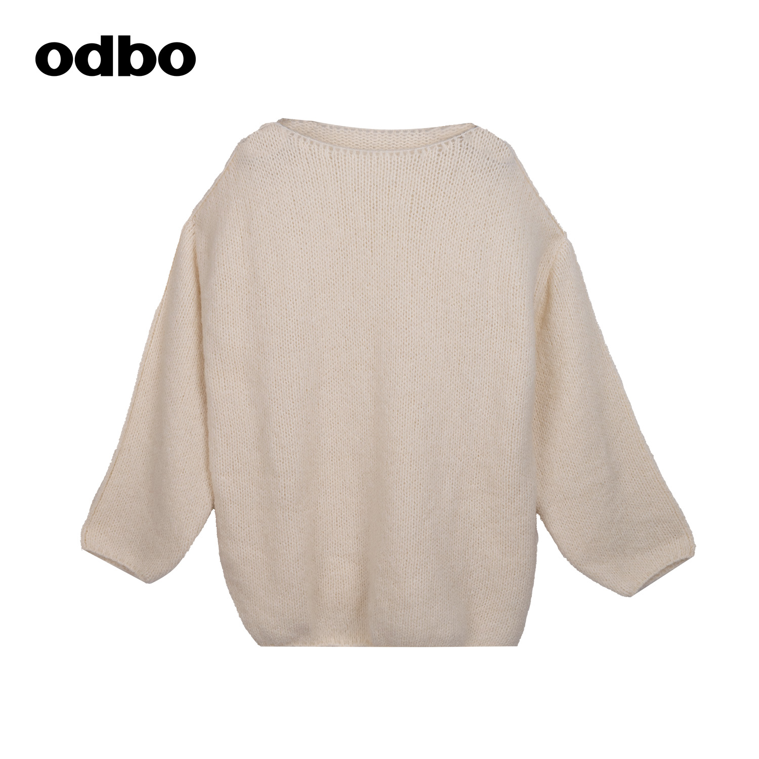 odbo/欧迪比欧套头毛衫女春秋薄款圆领毛衣女上衣时尚针织衫简约