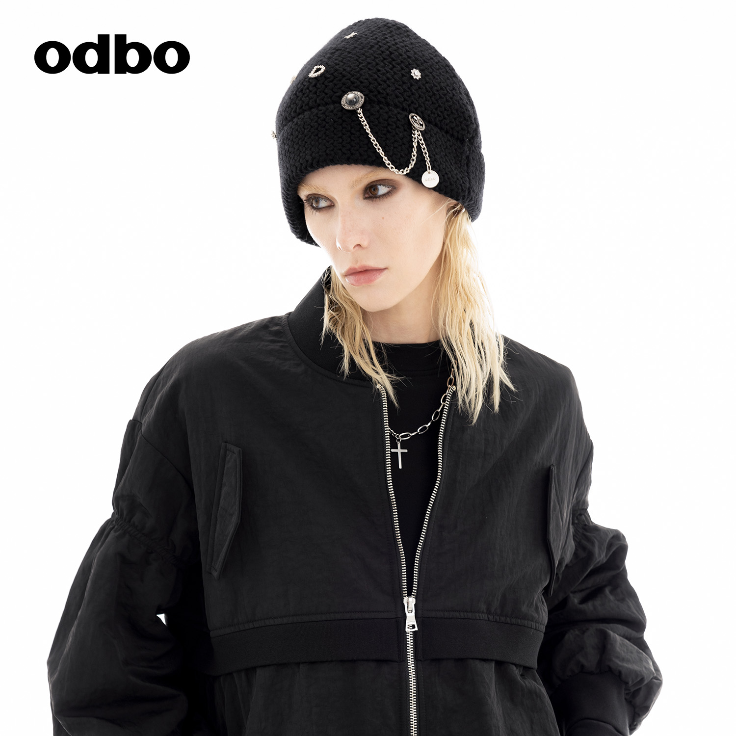odbo/欧迪比欧复古时尚毛呢针织帽男女同款秋冬防寒保暖大头帽子