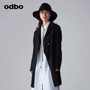 西装 领黑色外套女2023年新款 欧迪比欧原创设计时尚 odbo 百搭上衣